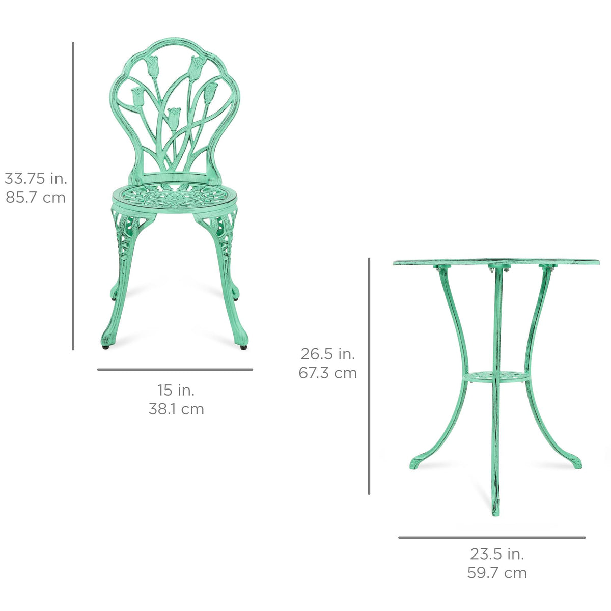3-Piece Cast Aluminum Patio Bistro Furniture Set A75575
