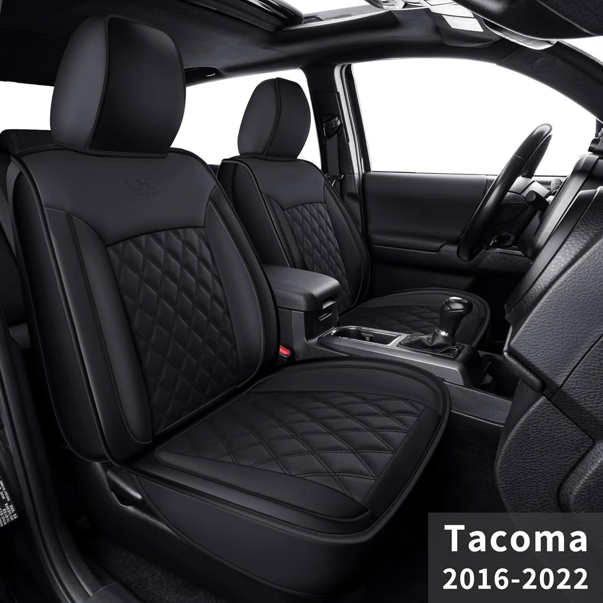 Black Rear Faux Leather Tacoma Seat Covers D443