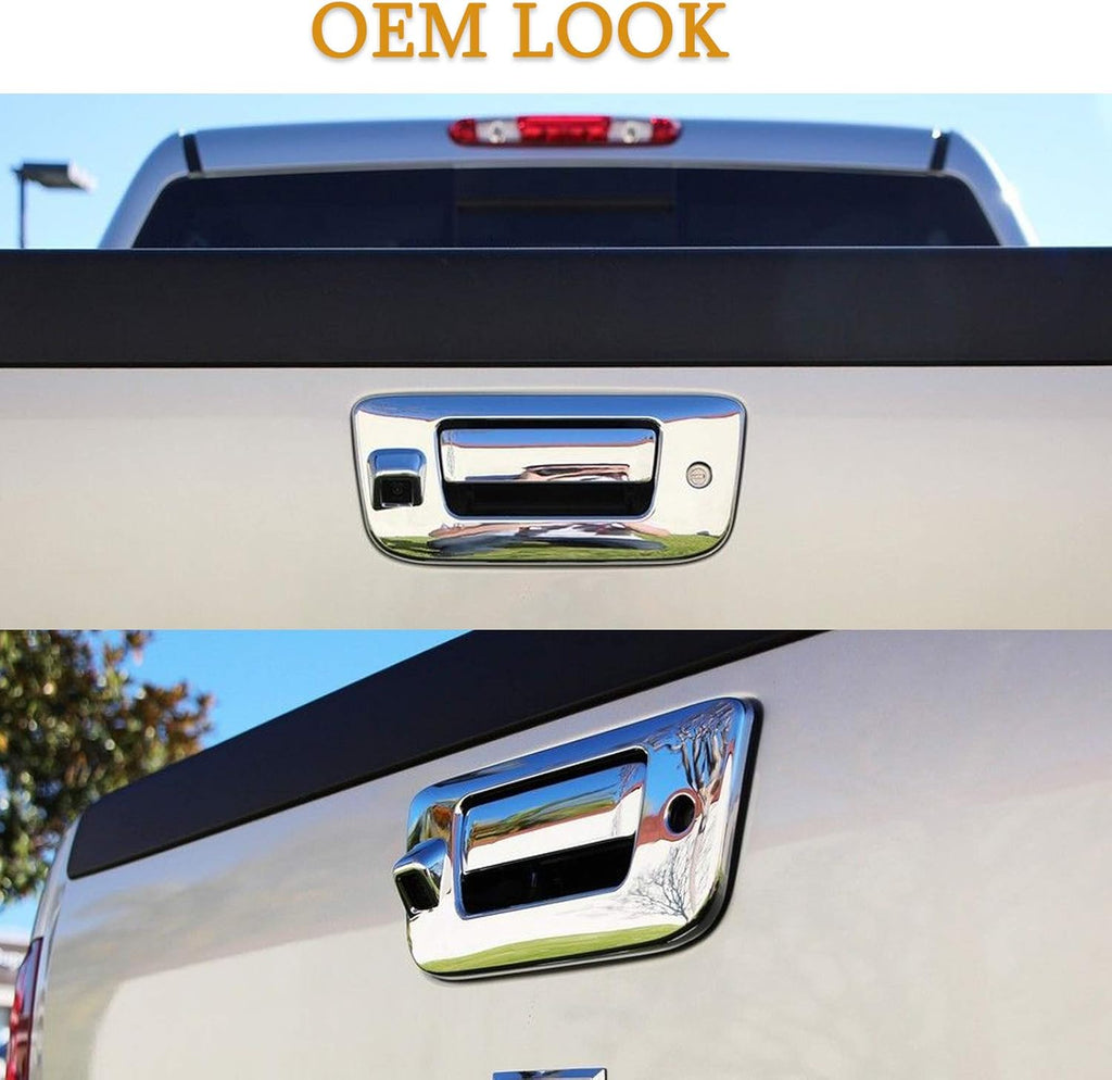 Chrome Tailgate Handle Backup Camera for Chevrolet Silverado GMC Sierra 1500 2007-2013 2500 3500 Heavy Duty 2007-2014 Waterproof Removable Guide Line Reversing Backing Cameras L184
