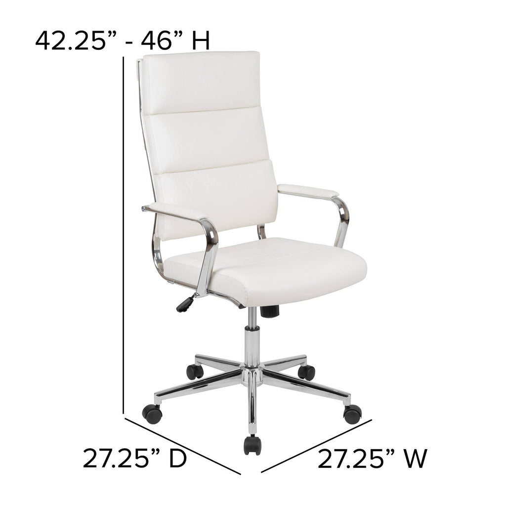 White LeatherSoft High Back Executive Swivel Office Chair P504