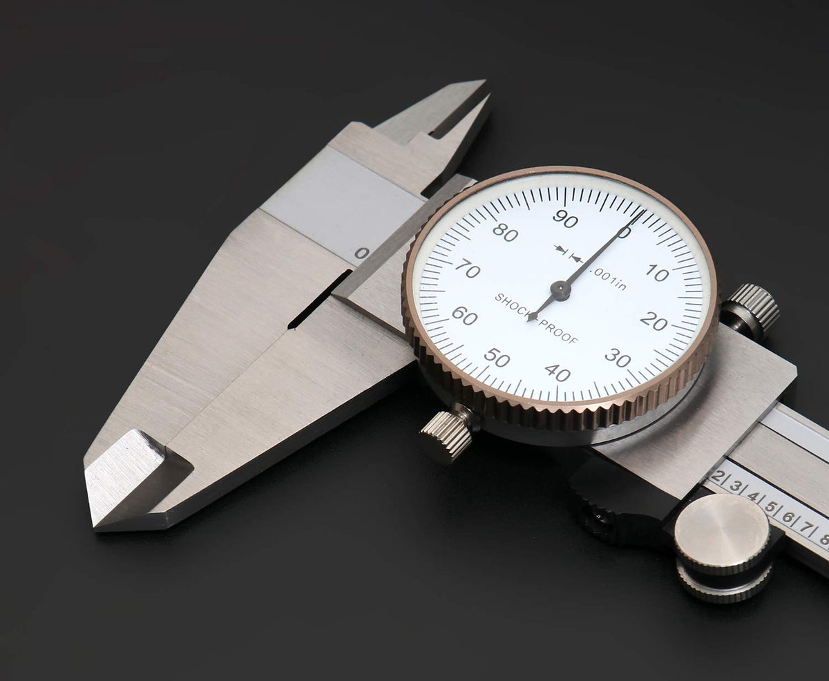 0-8'' by 0.001'' Precision Dial Caliper, Stainless Steel H105572