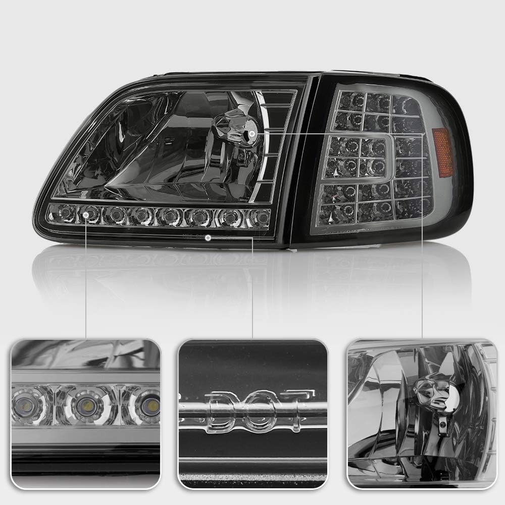 Smoked LED Strip DRL Headlights and LED Corner Lights A3541