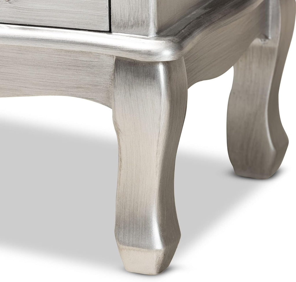 Brushed Silver Finished Wood 5-Drawer Chest L2863