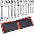 12pc Ratchet Spanner 8-19mm Metric Wrench Flexible Head Combination Tool Set F210
