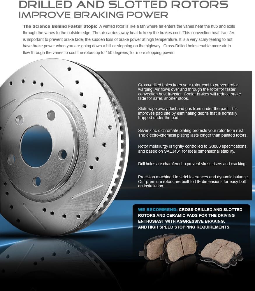 Red Calipers Drilled Slotted Rotors Ceramic Brake Pads Hardware Kit P743