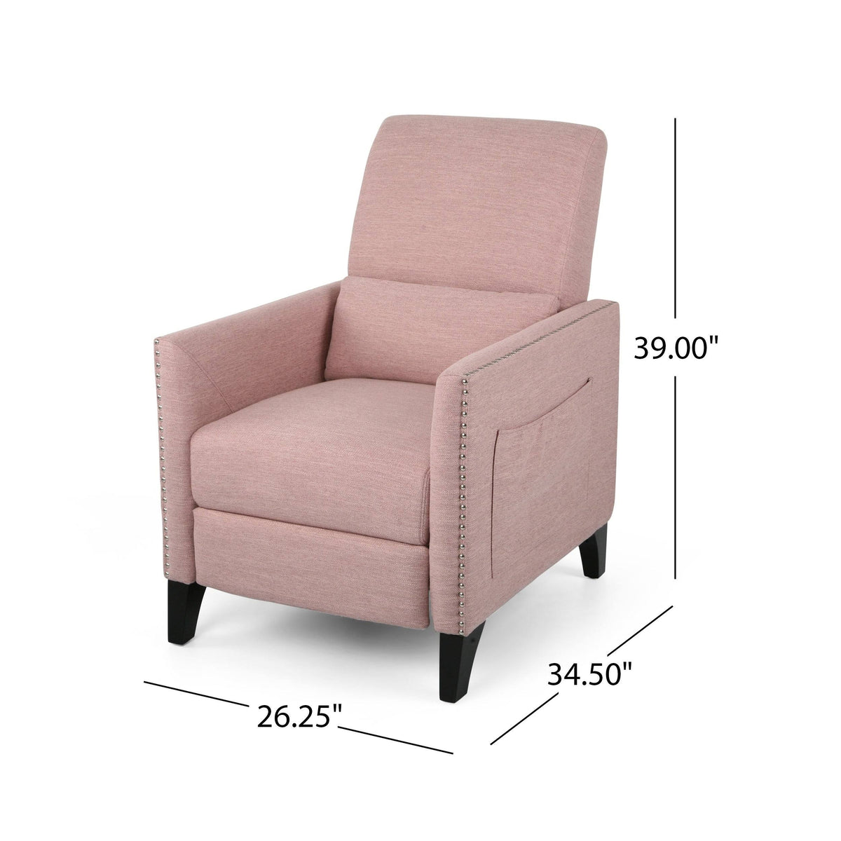 Light Blush Fabric Push Back Recliner N2934