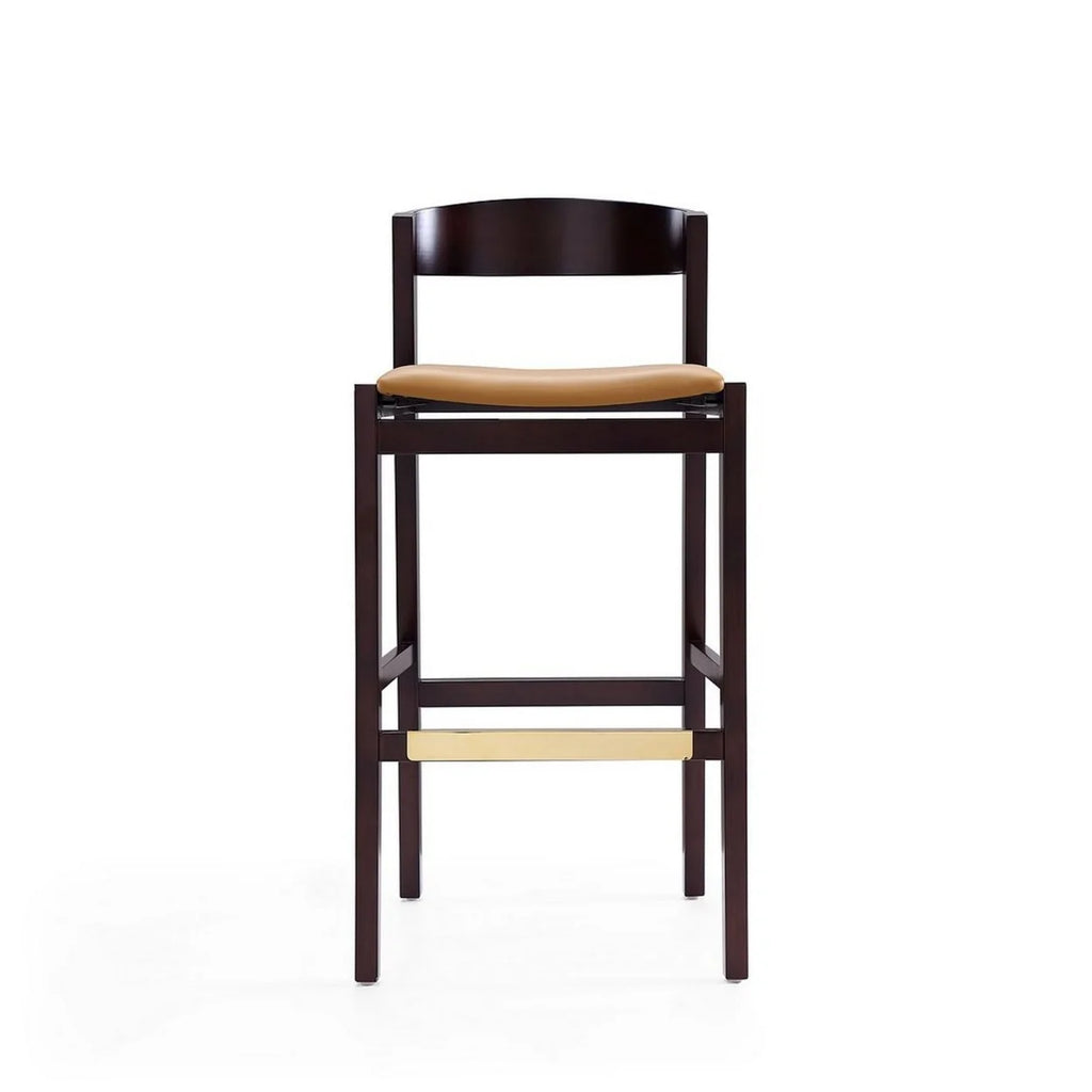 Camel and Dark Walnut Beech Wood Barstool (Set of 2) D6711
