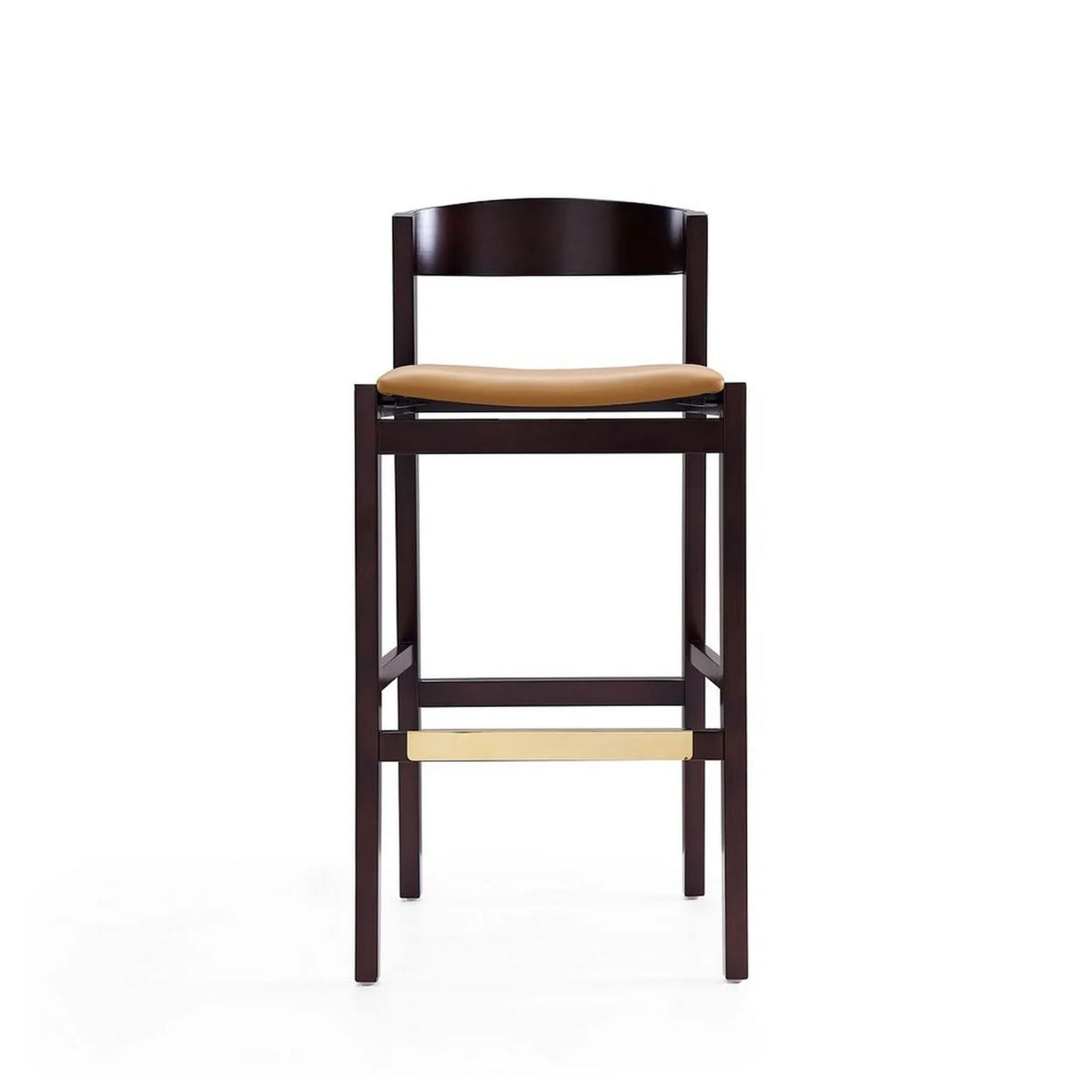 Camel and Dark Walnut Beech Wood Barstool (Set of 2) D6711
