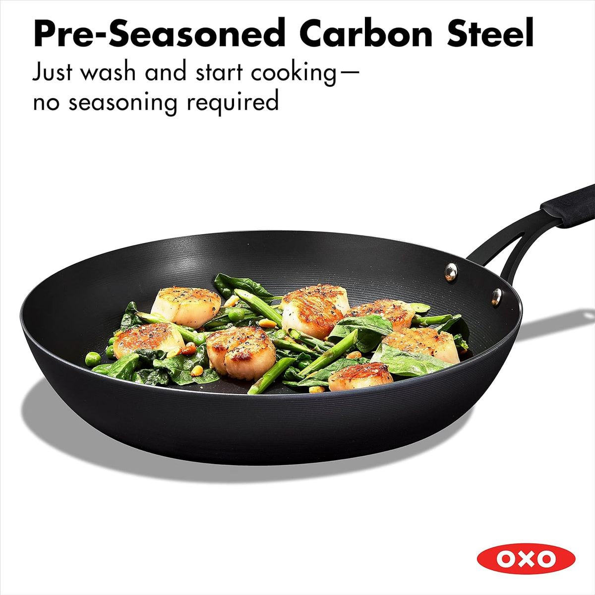 Black 12 Carbon Steel Frying Pan with Silicone Sleeve I2985