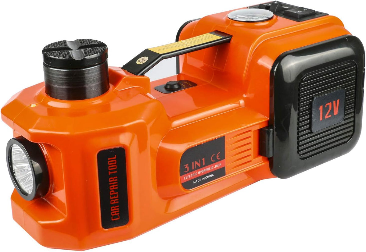12V DC Electric Hydraulic Floor Jack 3 in 1 Set with Safe Hammer Car Repair Tool Kit P3070