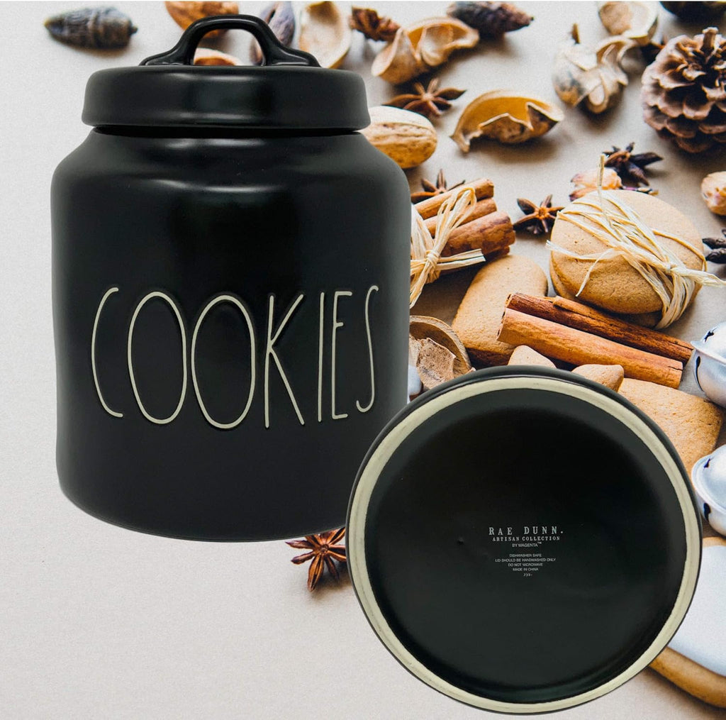 Black Cookie Canister with White Letters, Pack of 2 F561619