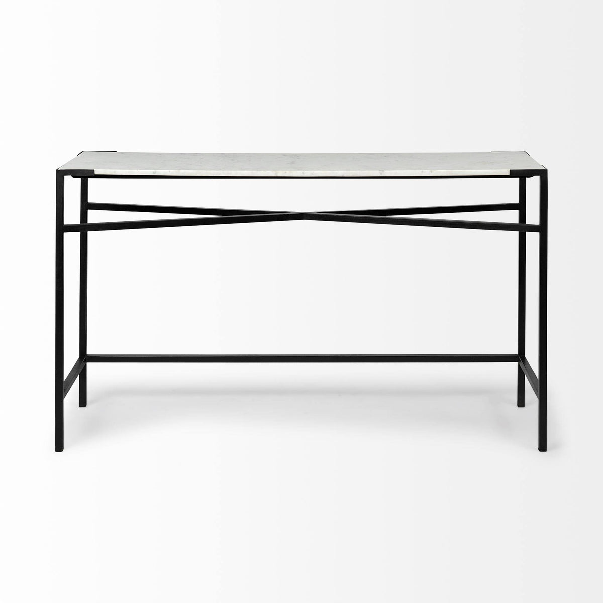White Marble Top Black Metal Frame Console Table Z438