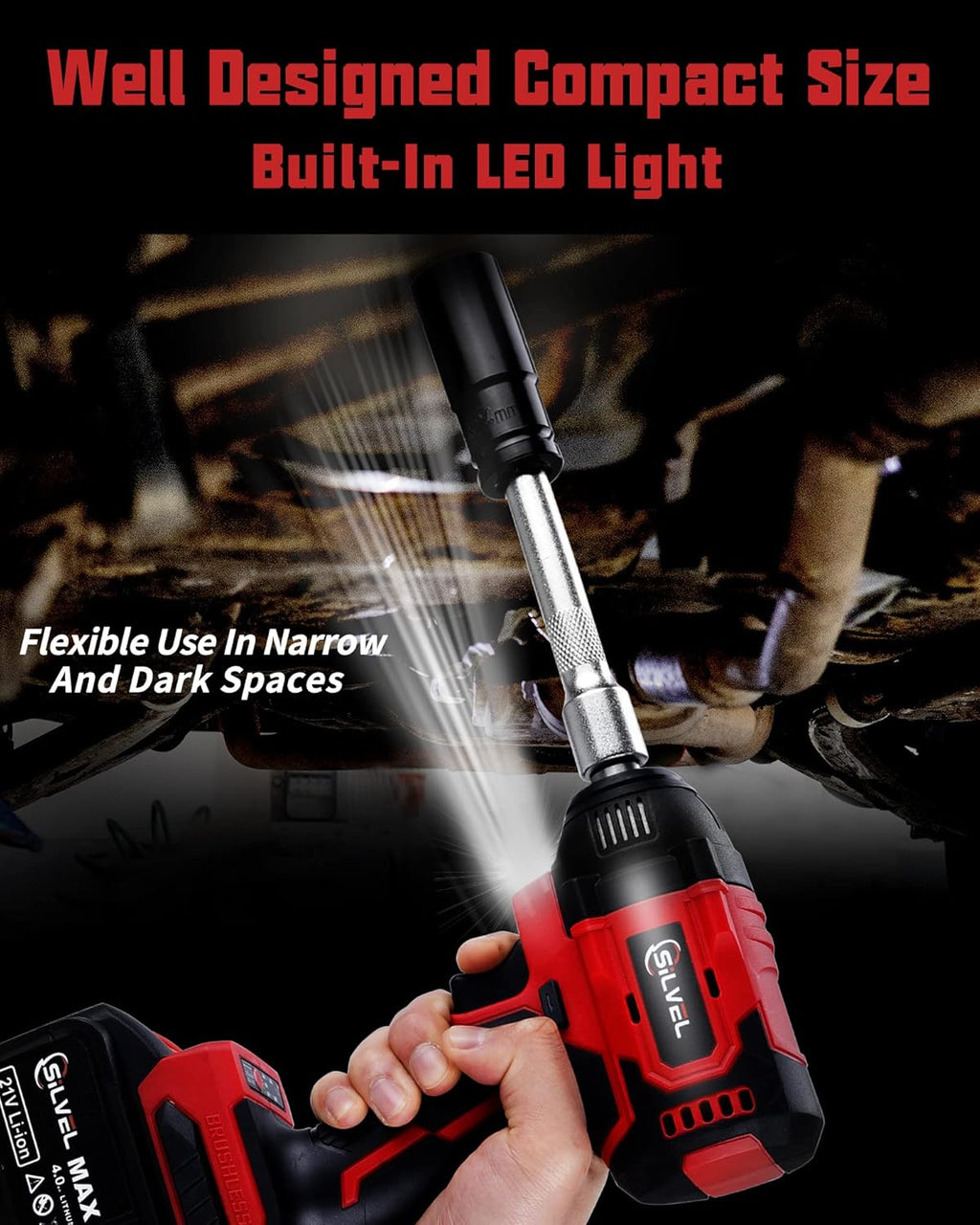 21V Cordless 1/2 inch Brushless Impact Wrench with 4.0Ah Li-ion Battery F112965