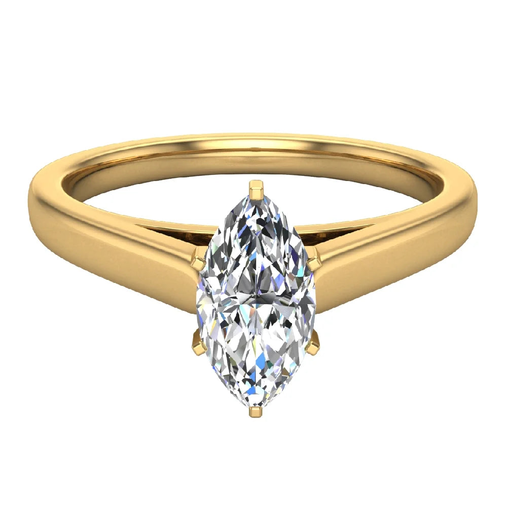 18K Gold Marquise Solitaire Engagement Ring 0.50 Carat GIA Certified U990