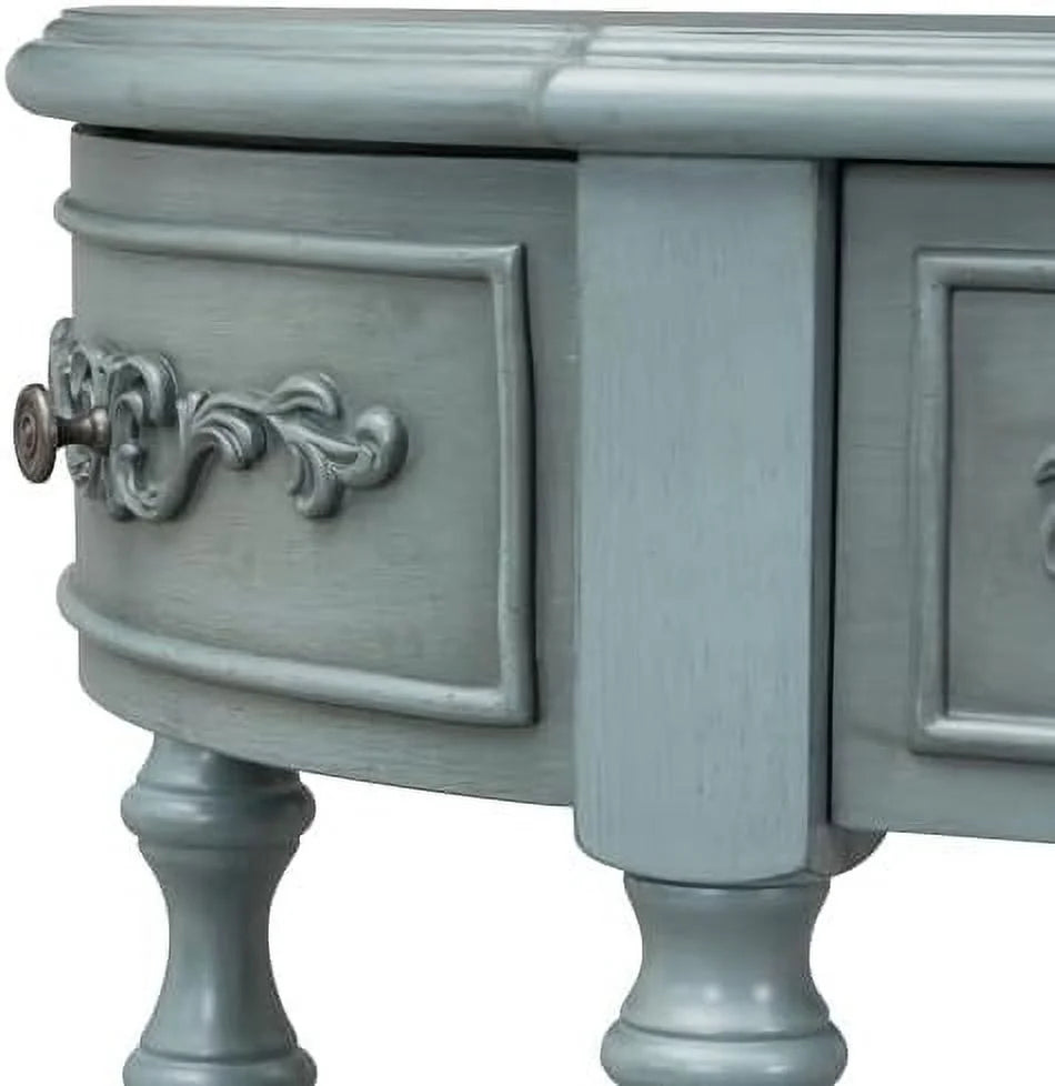 White Retro Curved Console Table with 2 Top Drawers and Solid Wooden Frame K302