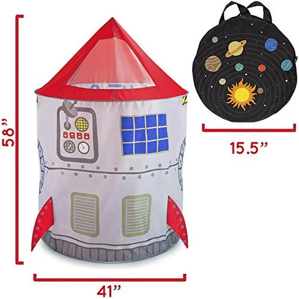 Space Adventure Rocket Play Tent with 100 Soft Ball Pit Balls Z2243
