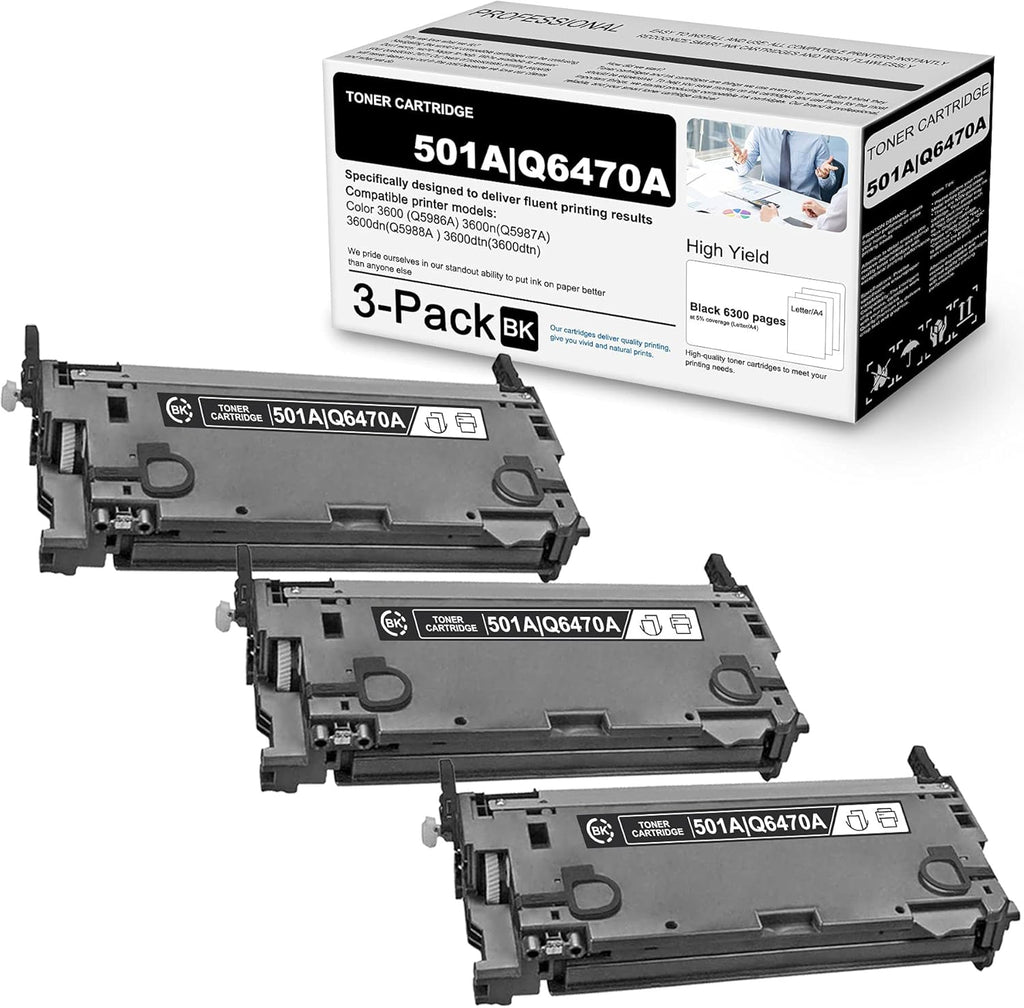 (3 Pack, Black) Remanufactured Toner Cartridge for HP Color 3600 Printer O505