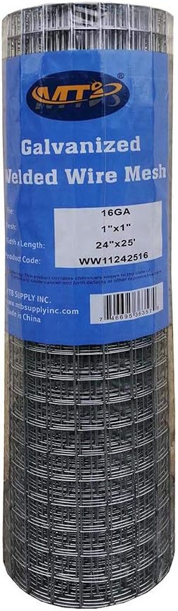 Galvanized Welded Wire Mesh Garden Fence 24 Inch x 25 Foot 1 Inch x 1 Inch 16GA Pack of 2 R22192