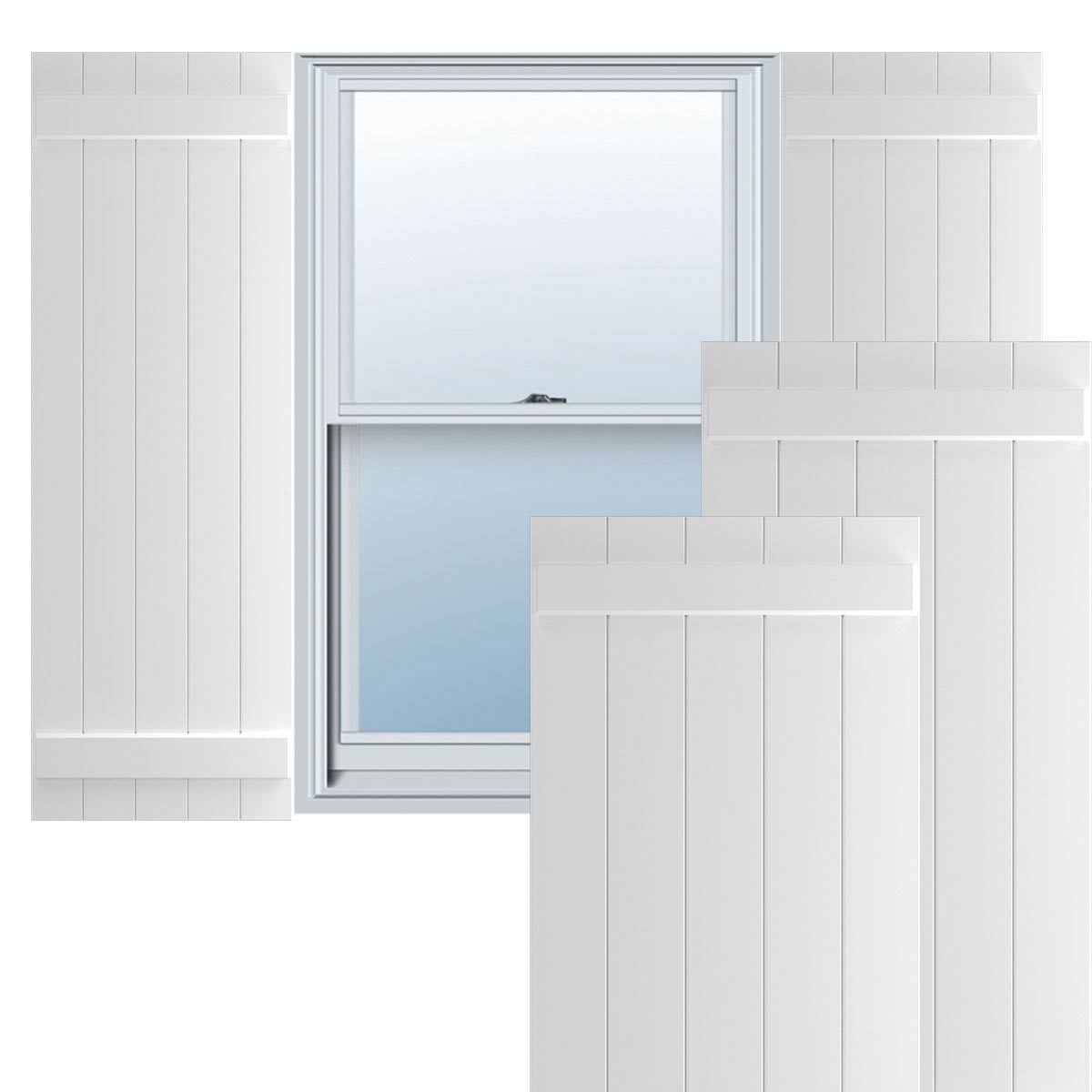 White Composite Board-n-Batten Shutters (Per Pair) X3727