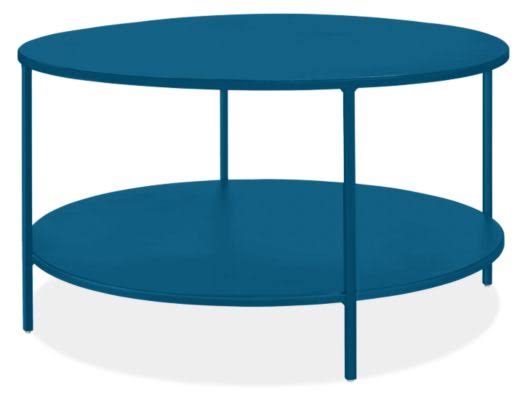 Slim Round Coffee Table with Shelf 30 Diameter 16h in Sapphire Blue K675