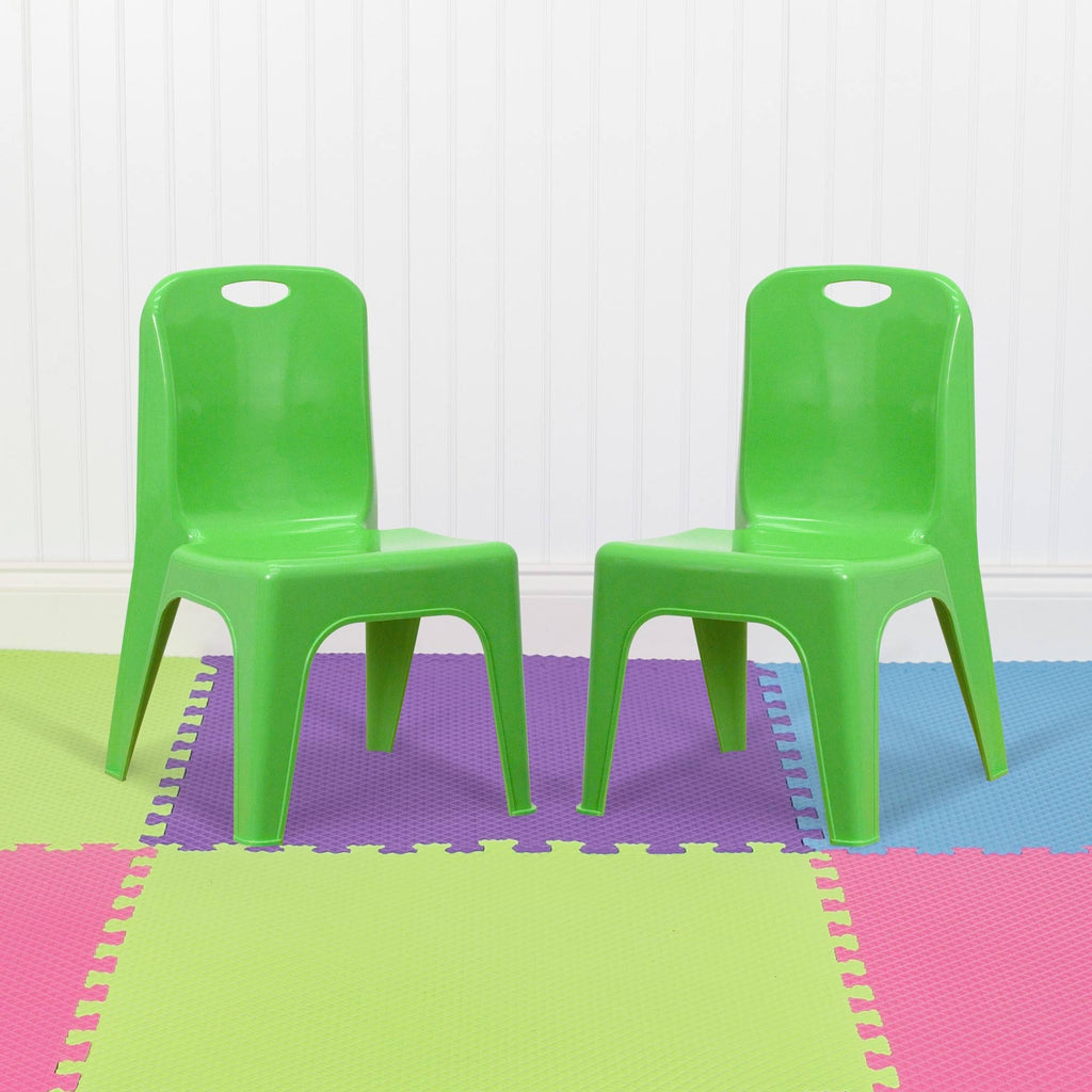 Green Plastic Stackable School Chair with Carrying Handle U591646
