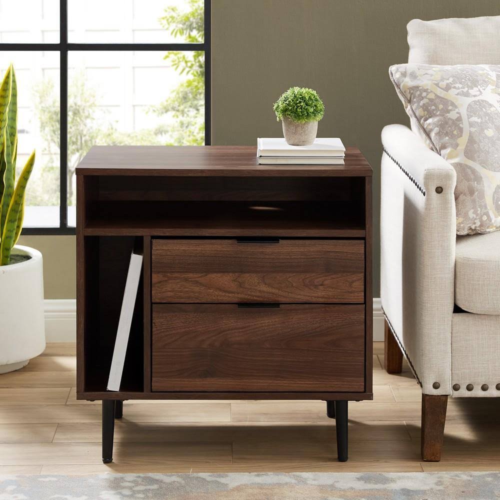 Dark Walnut Storage Side Table U649