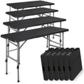 10 Pieces Plastic Folding Card Table with Carrying Handle, Black C35160
