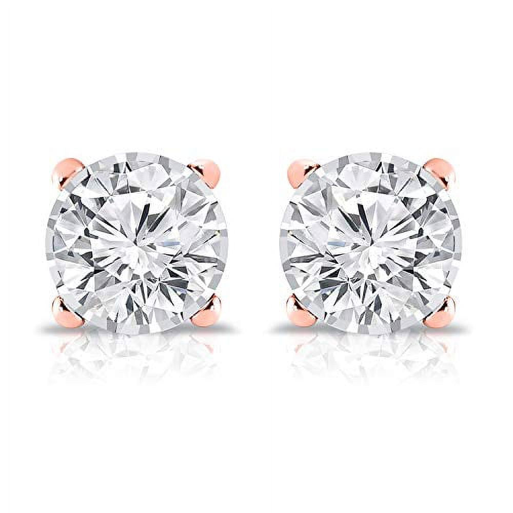 14K Rose Gold Lab Grown Diamond Stud Earrings 4-Prong Basket L83287