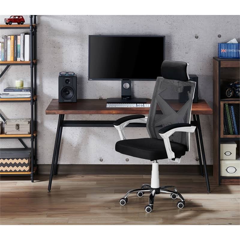 Black and White Ergonomic Metal Office Chair Y5028