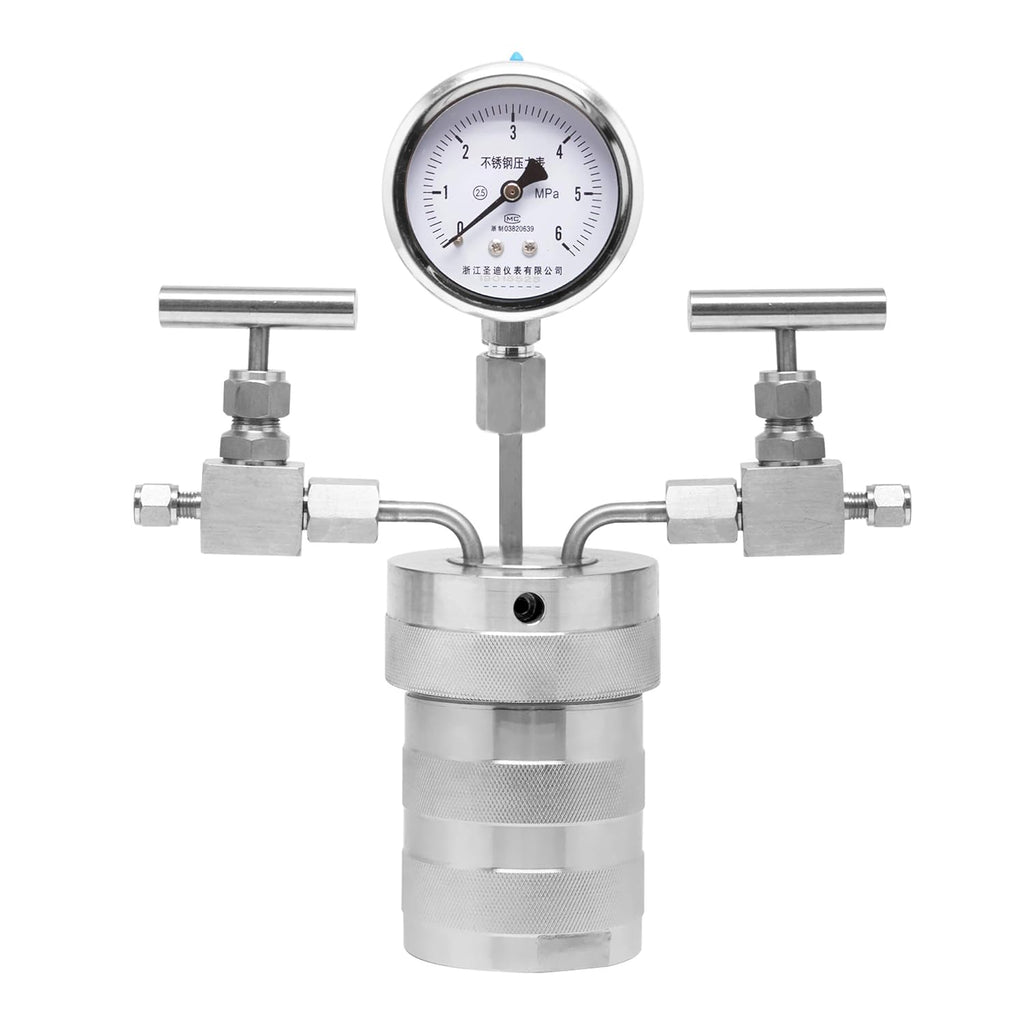 300ml Hydrothermal Synthesis Autoclave Reactor with polytetrafluoroethylene Lining Pressure Gauge B6733