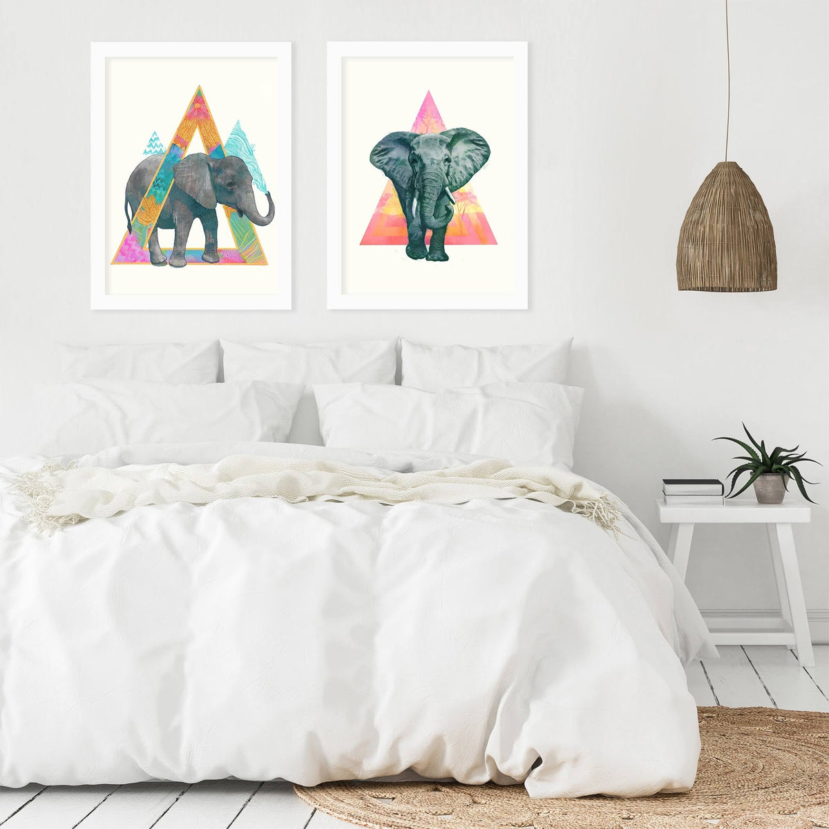 2 Piece White Framed Print Set H9412