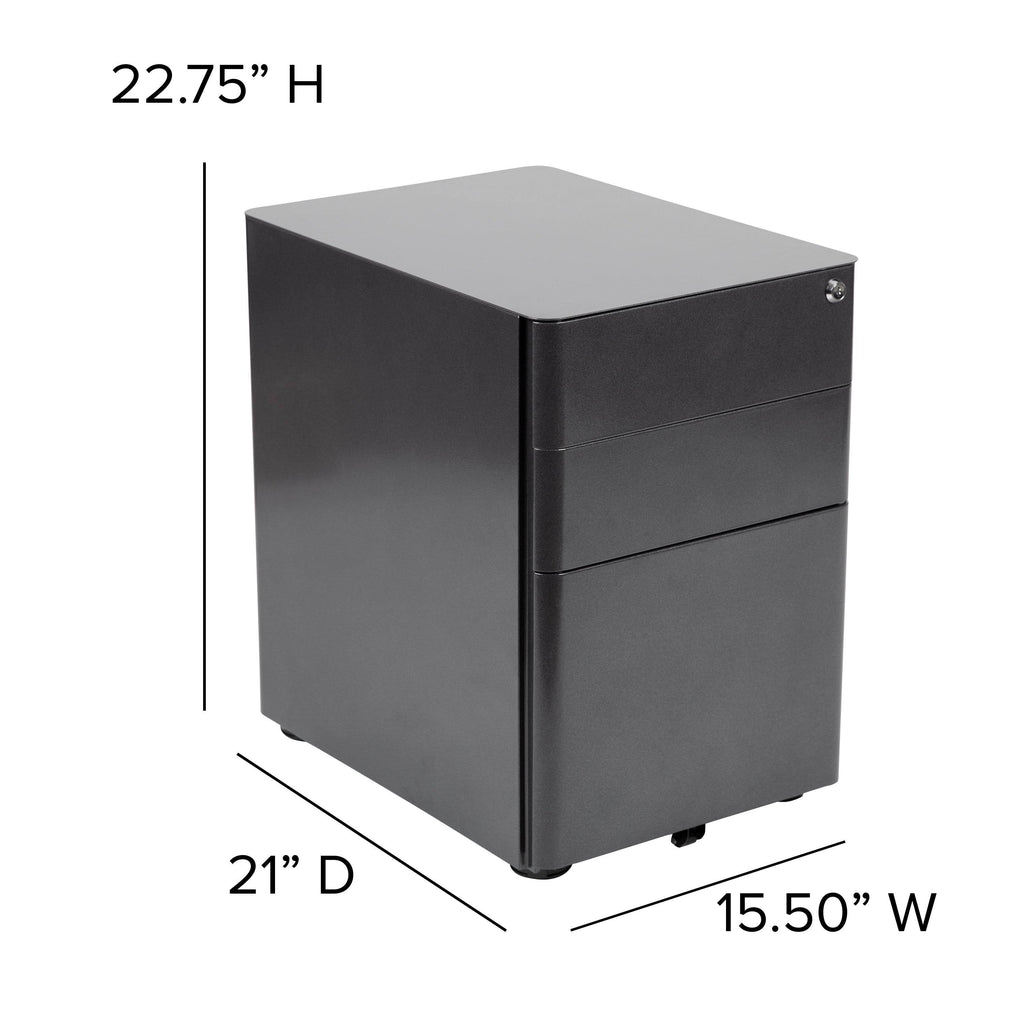 White 3-Drawer Mobile Locking Filing Cabinet M12067