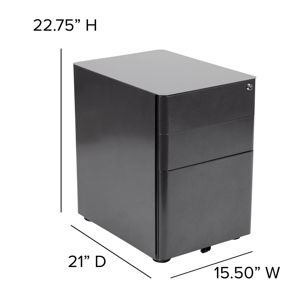 White 3-Drawer Mobile Locking Filing Cabinet M12067