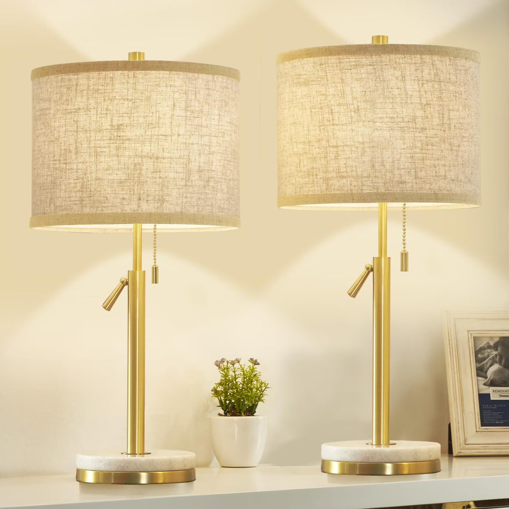 Marble Table Lamps Set of 2 with Pull Chain P156