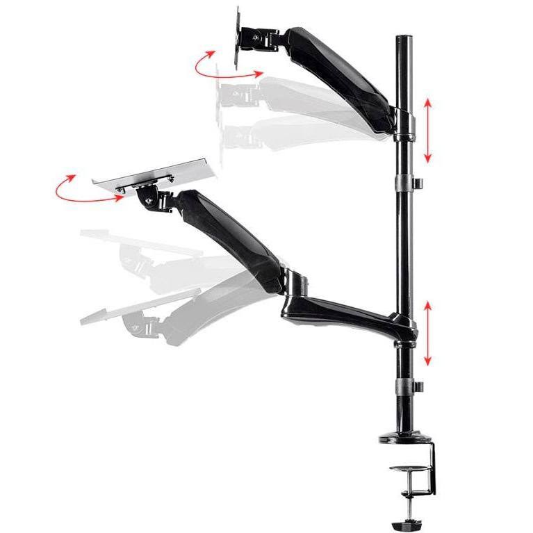 Sit-Stand Articulating Monitor and Keyboard Workstation X74183