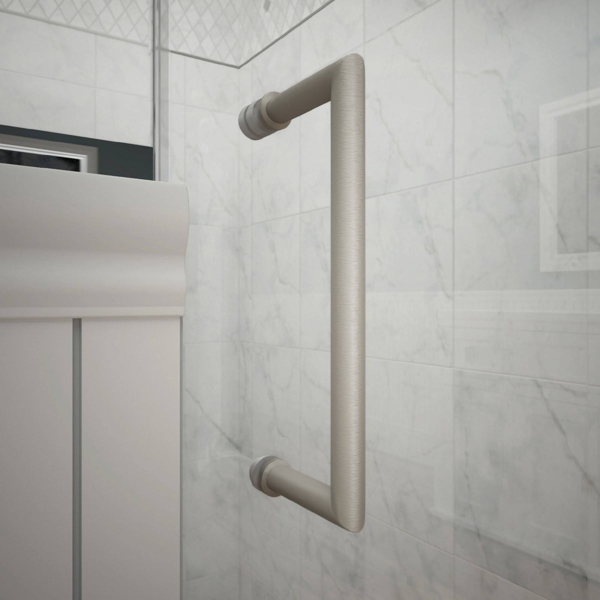 Frameless Hinged Brushed Nickel Shower Door J2004