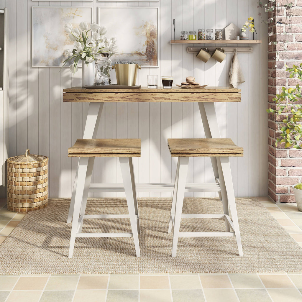 3-Piece Counter Height Table Set Dark Oak X482