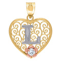 Tri color Gold Love Heart Letter Pendant Necklace G394