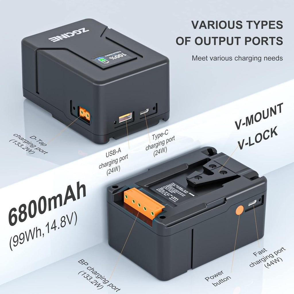Mini V-Mount Battery 99Wh 14.8V 6800mAh with D-TAP USB-C USB-A Output O523999