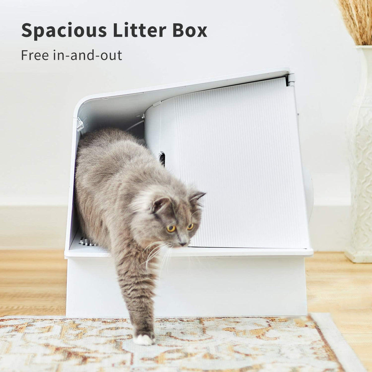 White Semi-Enclosed Cat Litter Box with Litter Scoop R43108