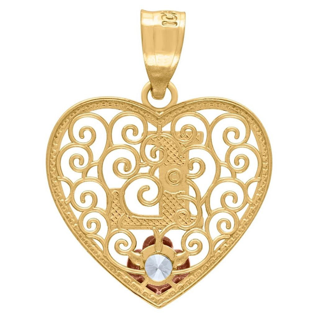 Tri color Gold Love Heart Letter Pendant Necklace G394