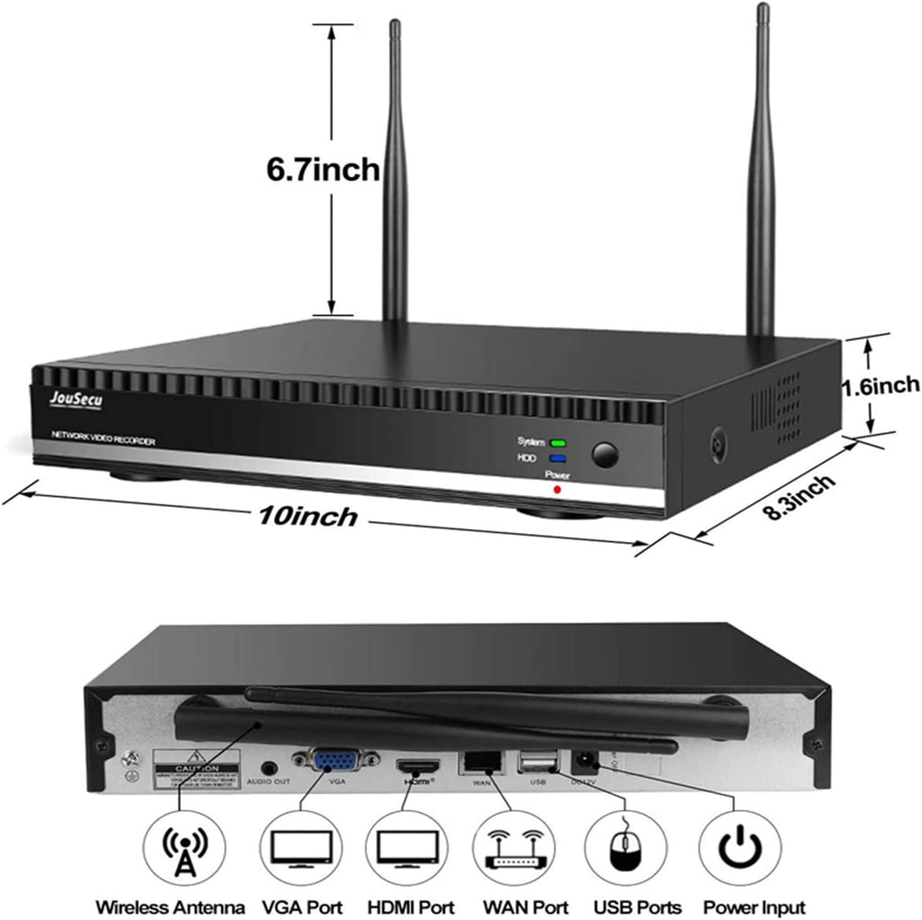 Wireless Security Camera System with 8CH NVR 4Pcs 1080P Night Vision Motion Detection Waterproof V9710