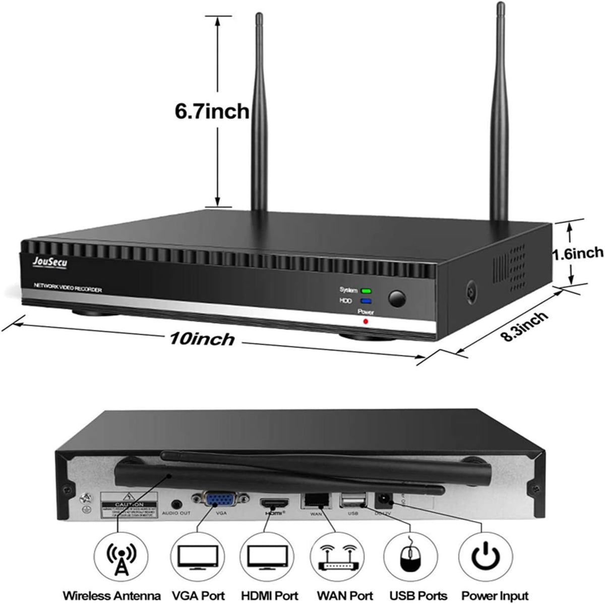 Wireless Security Camera System with 8CH NVR 4Pcs 1080P Night Vision Motion Detection Waterproof V9710