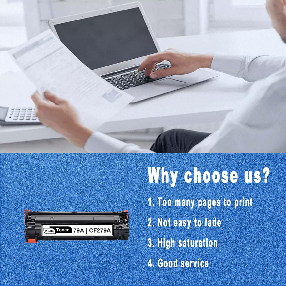 3-Pack Black Toner Cartridge for HP CF279A Printer Z89289