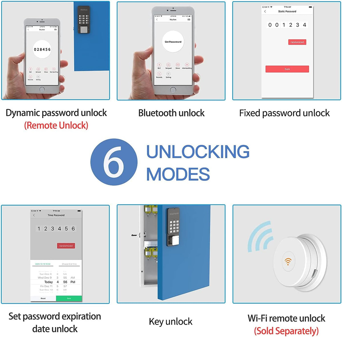Key Lock Box with 16 Keys, Metal Key Cabinet Wall Mount, Digital Combination Code Lock Box U802
