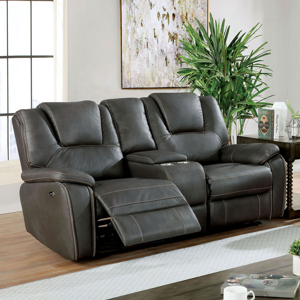 Gray Leatherette Solid Wood 3pc Motion Sofa Set W456251