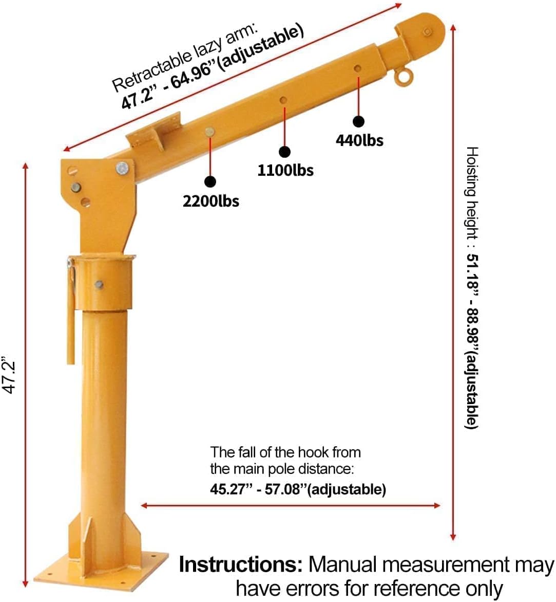 2200lb Folding Truck-Mounted Crane, Painted Steel Pickup Truck Jib Crane B301783