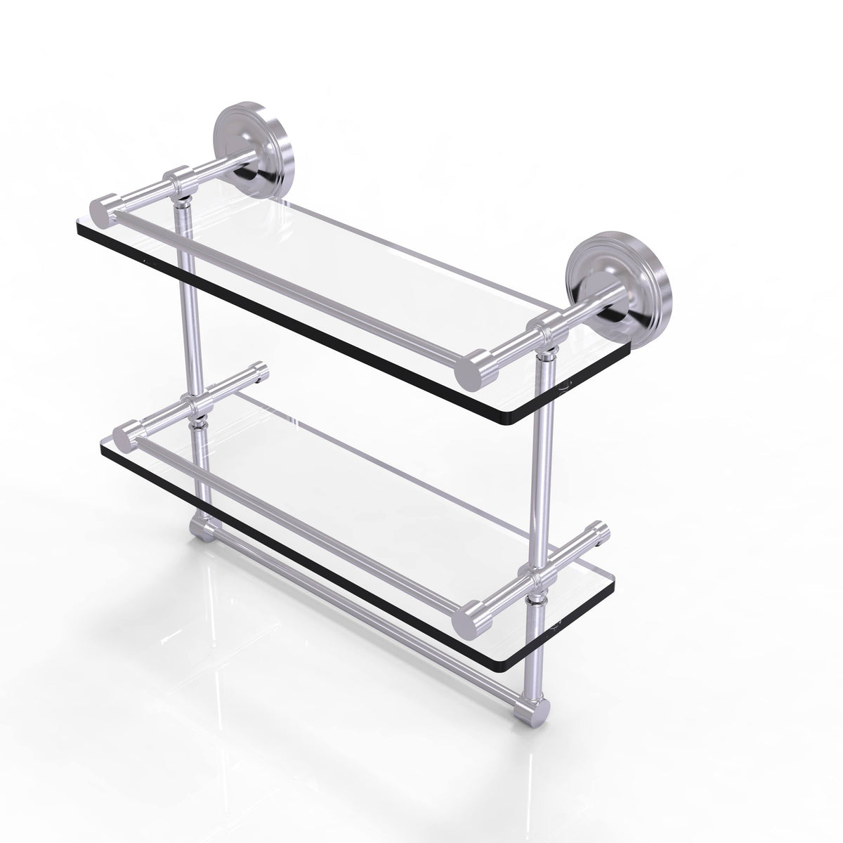 Polished Brass Double Glass Shelf with Towel Bar L999638