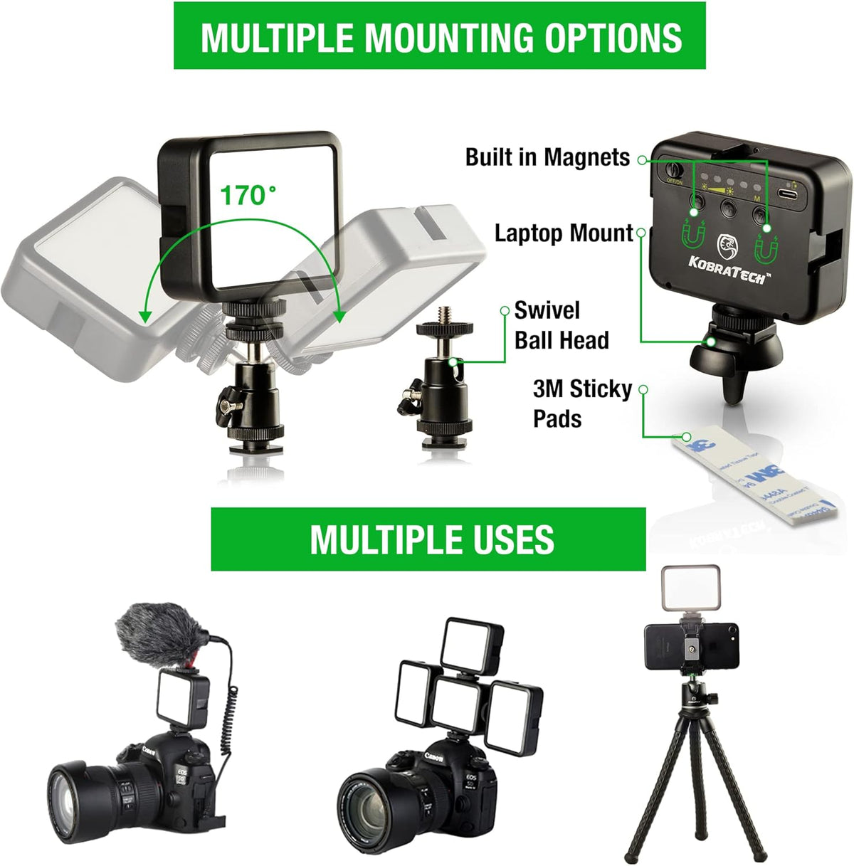 Ultralight LED Video Light Clip On Webcam Light Pack of 2 U113