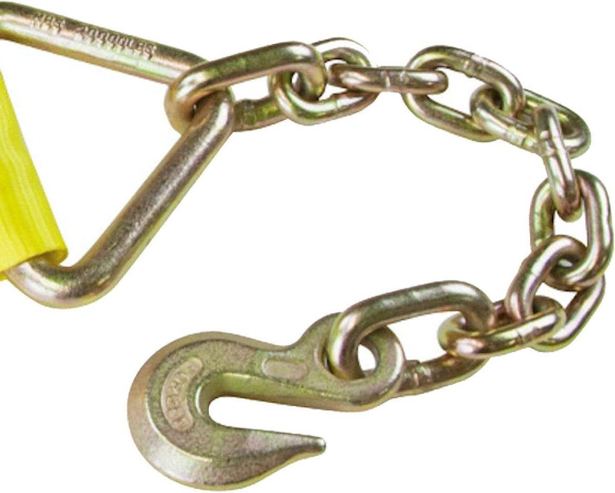 4 Inch x 27 Foot 2 Pack Ratchet Strap with Chain Anchors L5706